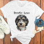 Doodle Love Graphic Cute Dog Print White T-Shirt