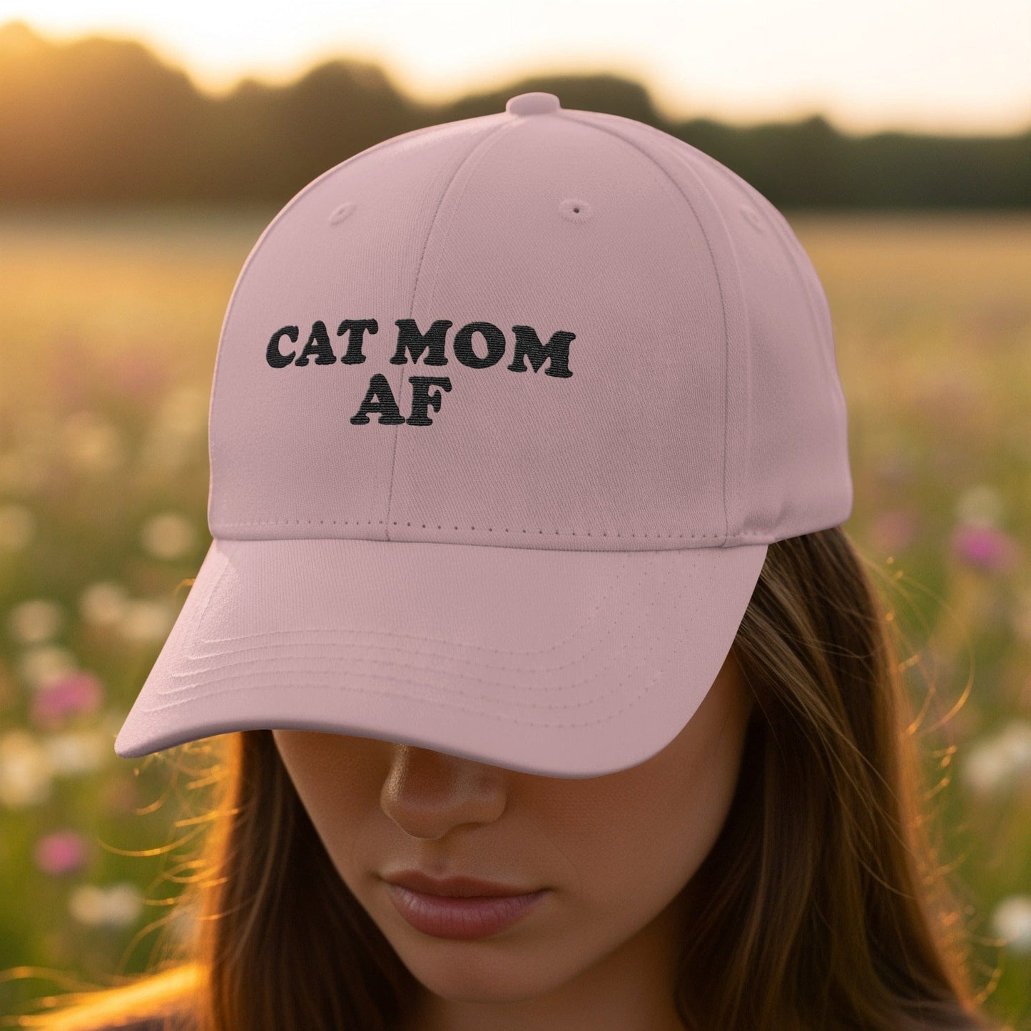 Cat Mom AF Embroidered Pink Baseball Cap product