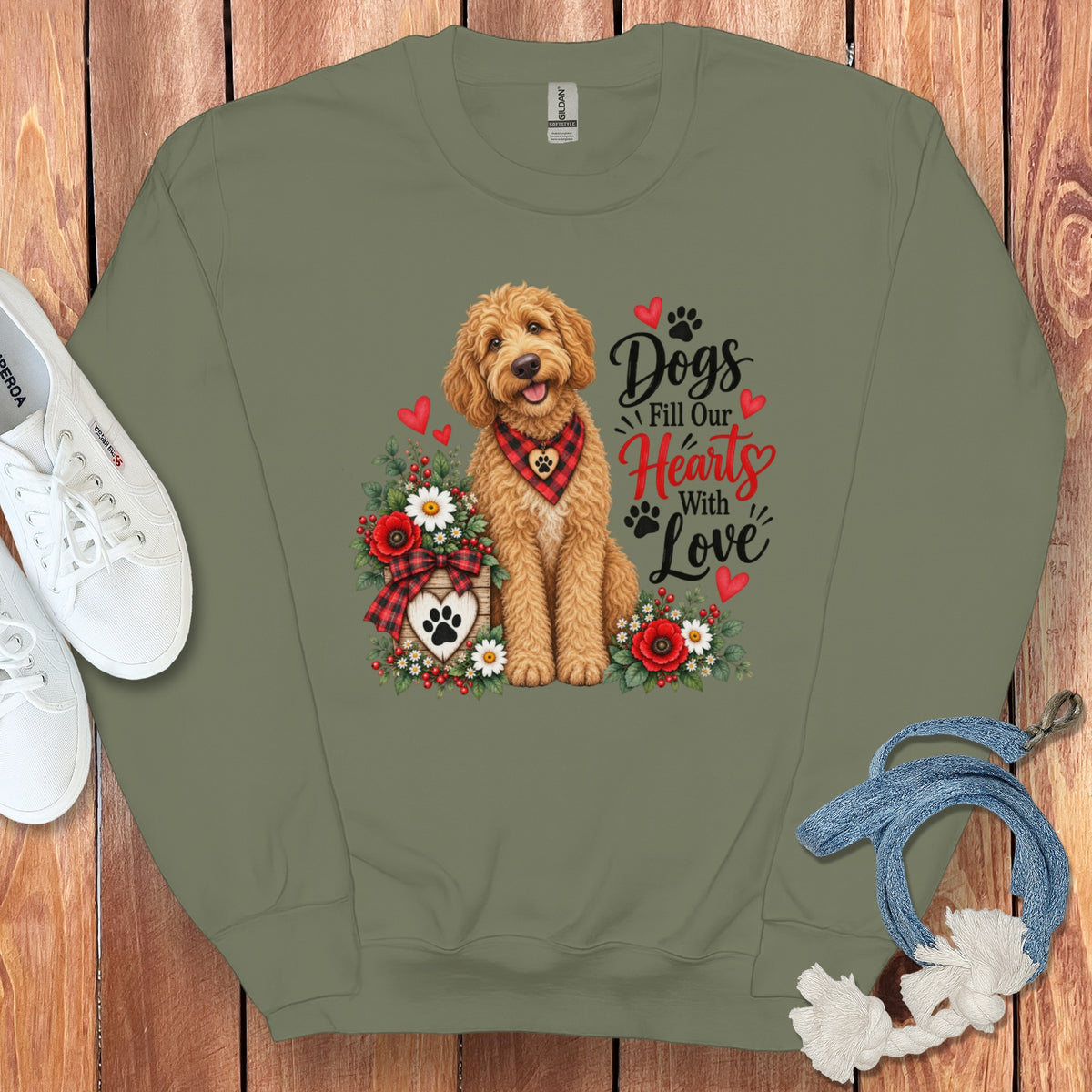 Apricot Goldendoodle Hearts Love Sweatshirt