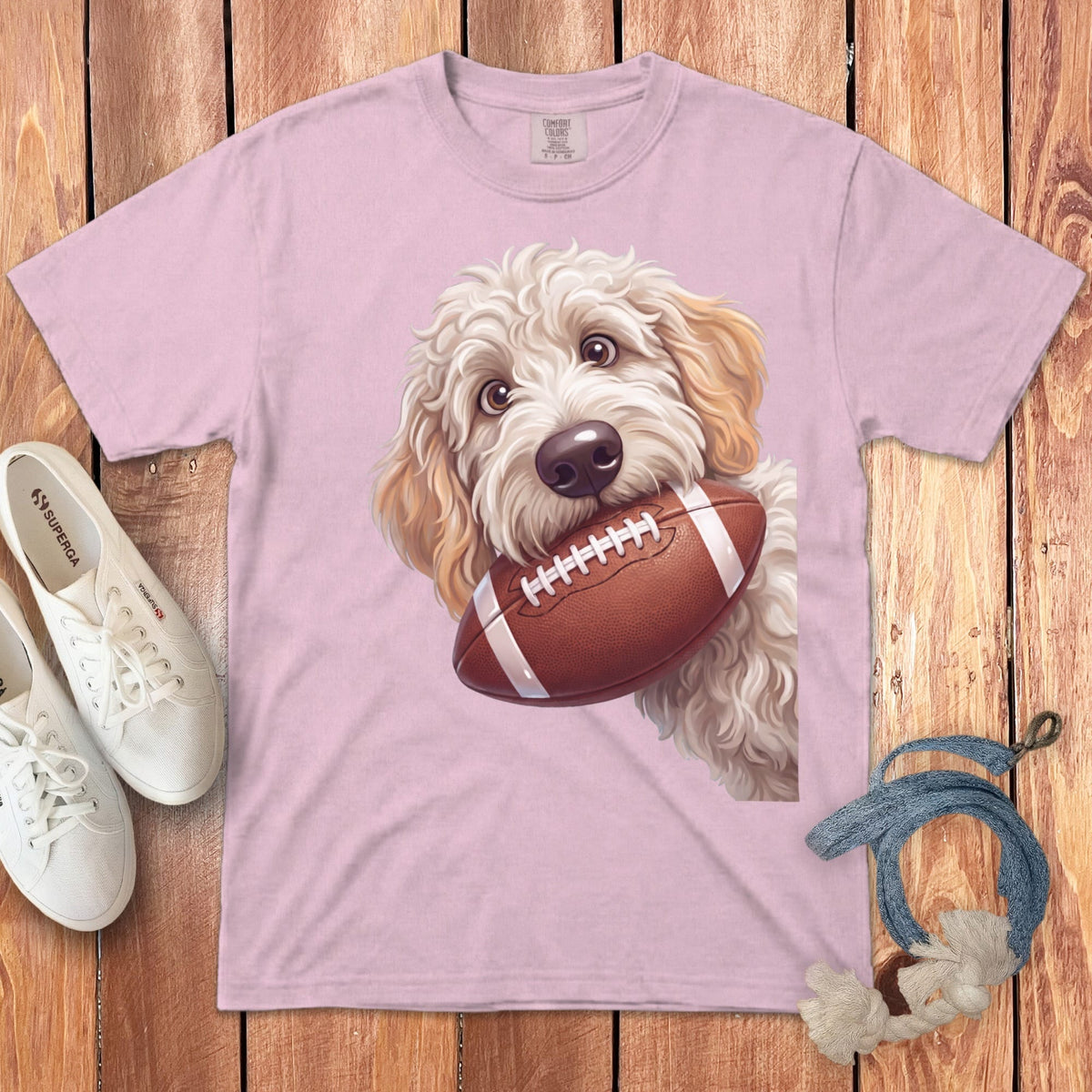 Maltipoo Football Signature T-Shirt in Blossom / S by Puppy Jo