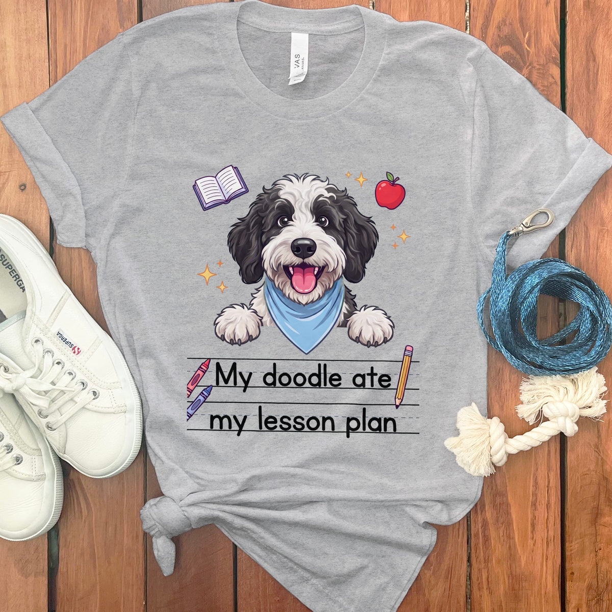 Sheepadoodle Ate Lesson T-Shirt in Athletic Heather / S by Puppy Jo