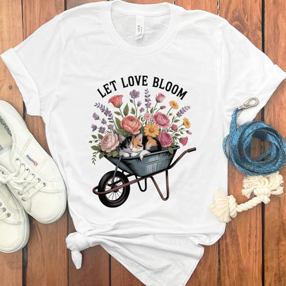 Let Love Bloom Floral Wheelbarrow Graphic T-Shirt product type
