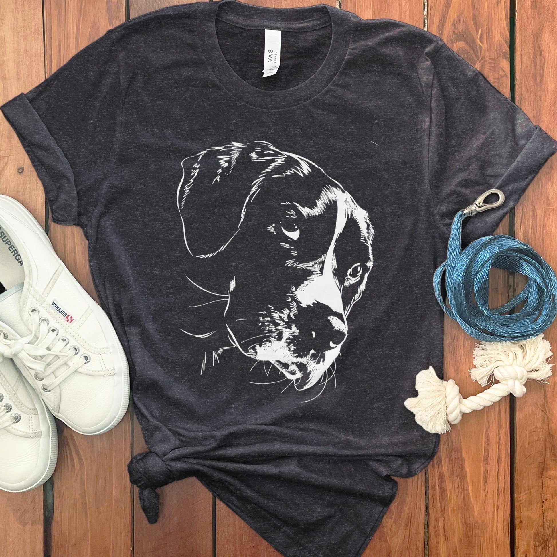 Black T-shirt with Artistic Dog Illustration product type