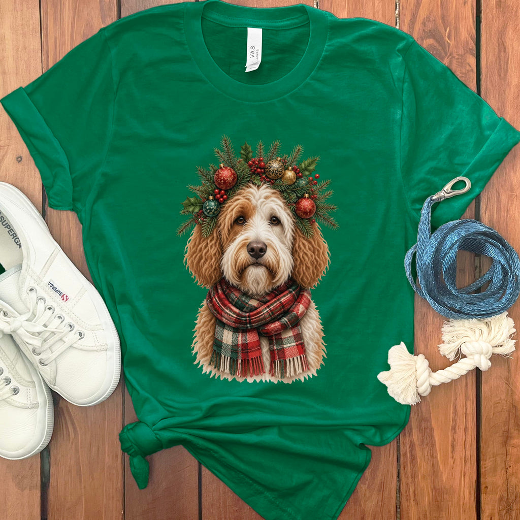 Parti Goldendoodle Holiday Crown T-Shirt in Kelly / S by Puppy Jo