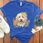 Cute Dog with Colorful Flowers Graphic T-Shirt