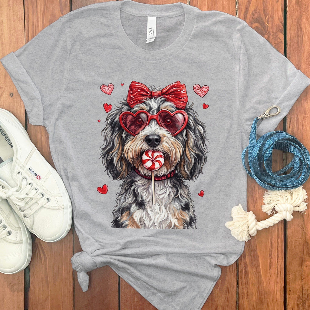 Adorable Dog with Heart Sunglasses T-shirt Product