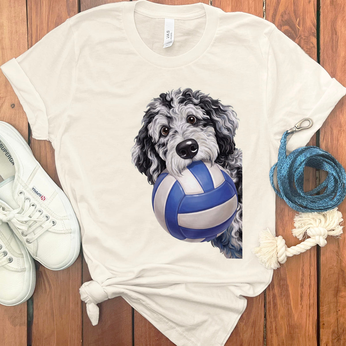 Merle Goldendoodle Volleyball T-Shirt in Natural / S by Puppy Jo