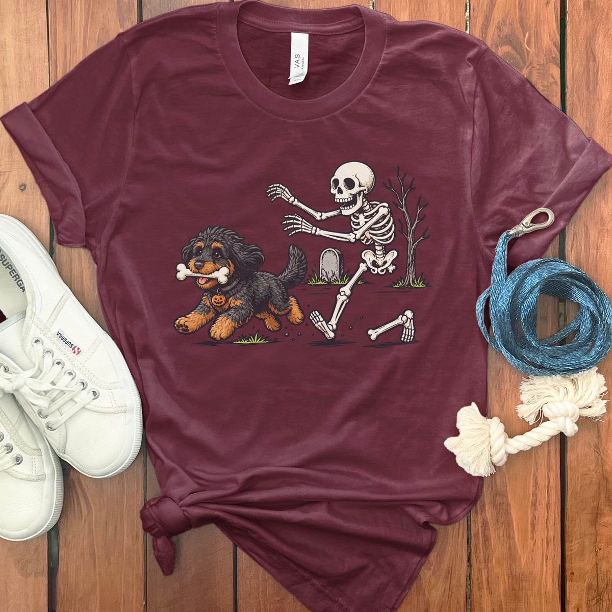 Phantom Goldendoodle Bone Thief T-Shirt in Maroon / S by Puppy Jo