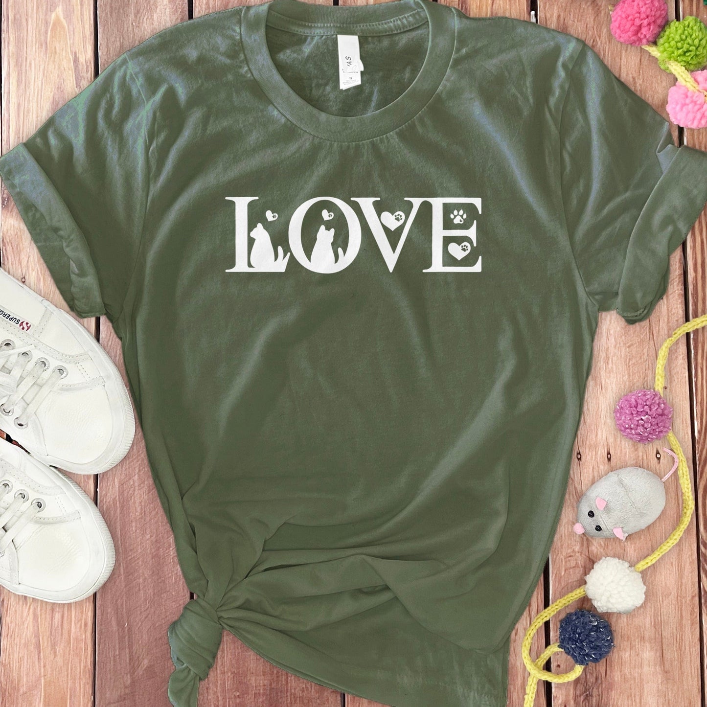 Love Cat Dog Paw Print Design Unique Tee Shirt product type