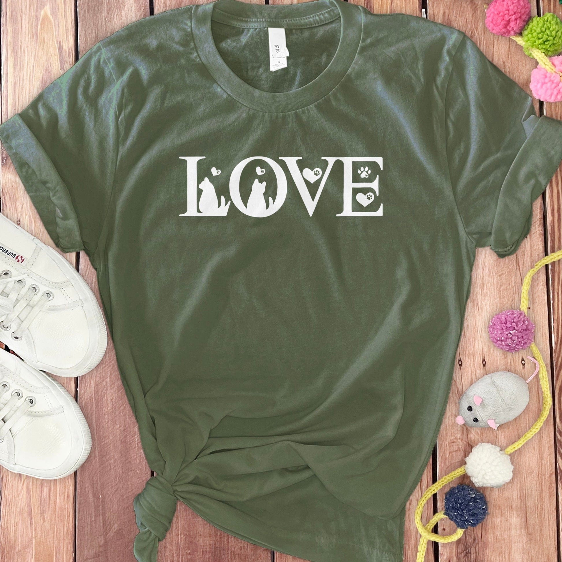 Love Cat Dog Paw Print Design Unique Tee Shirt product type