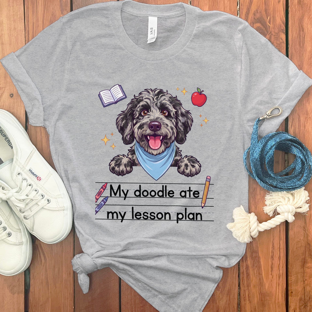 Merle Goldendoodle Ate Lesson T-Shirt in Athletic Heather / S by Puppy Jo