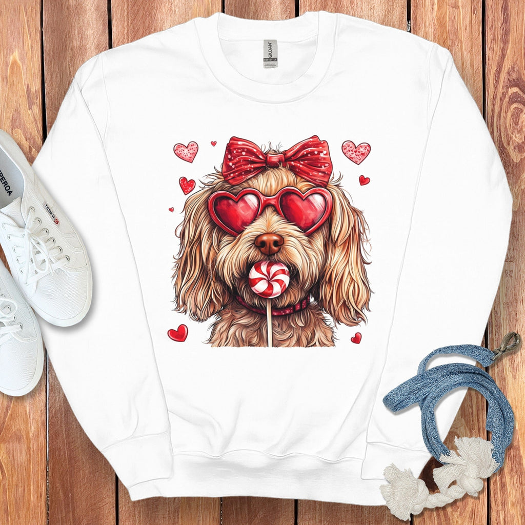 Cute Dog With Heart Sunglasses Valentines Sweatshirt