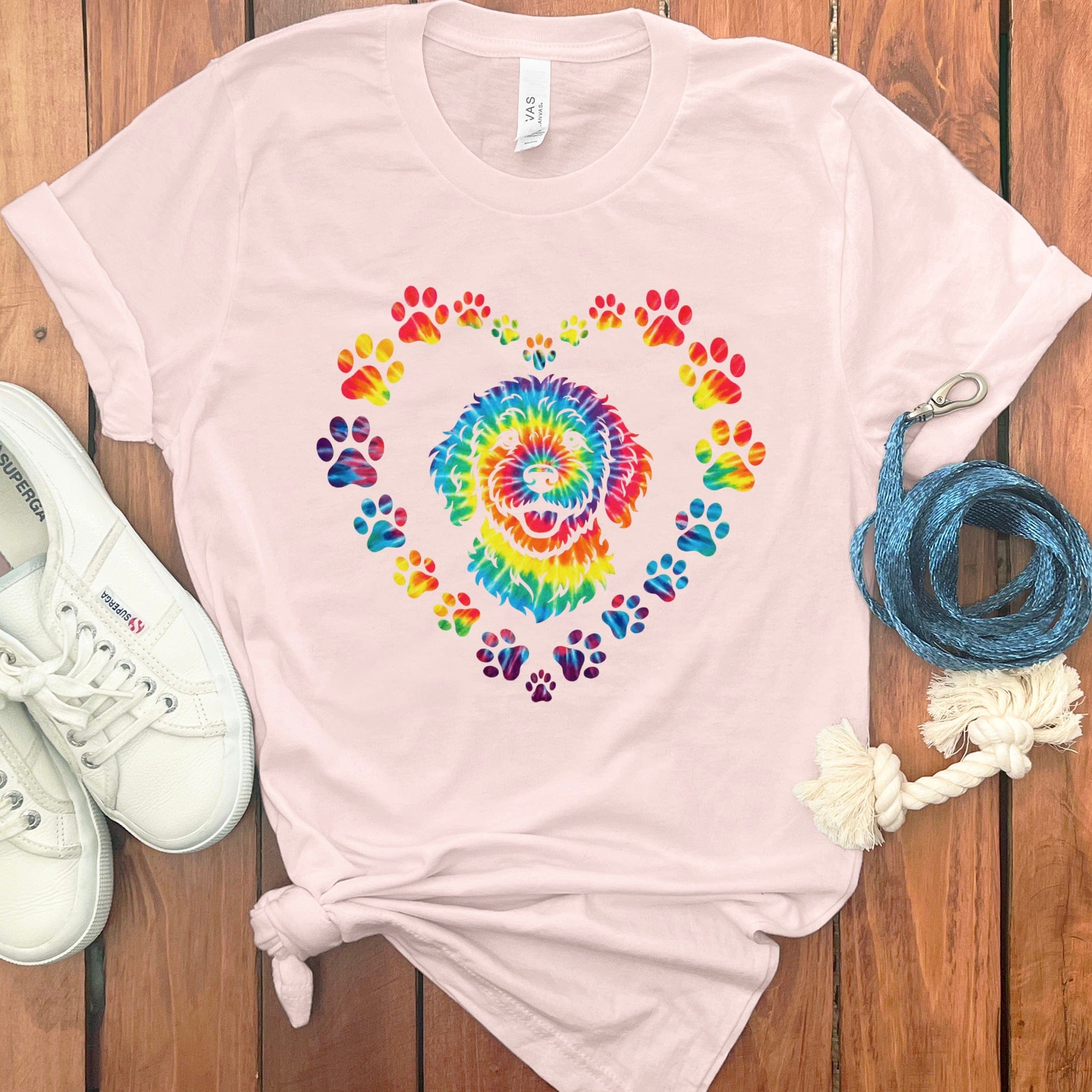 Colorful Paw Print Heart Graphic T-Shirt Design