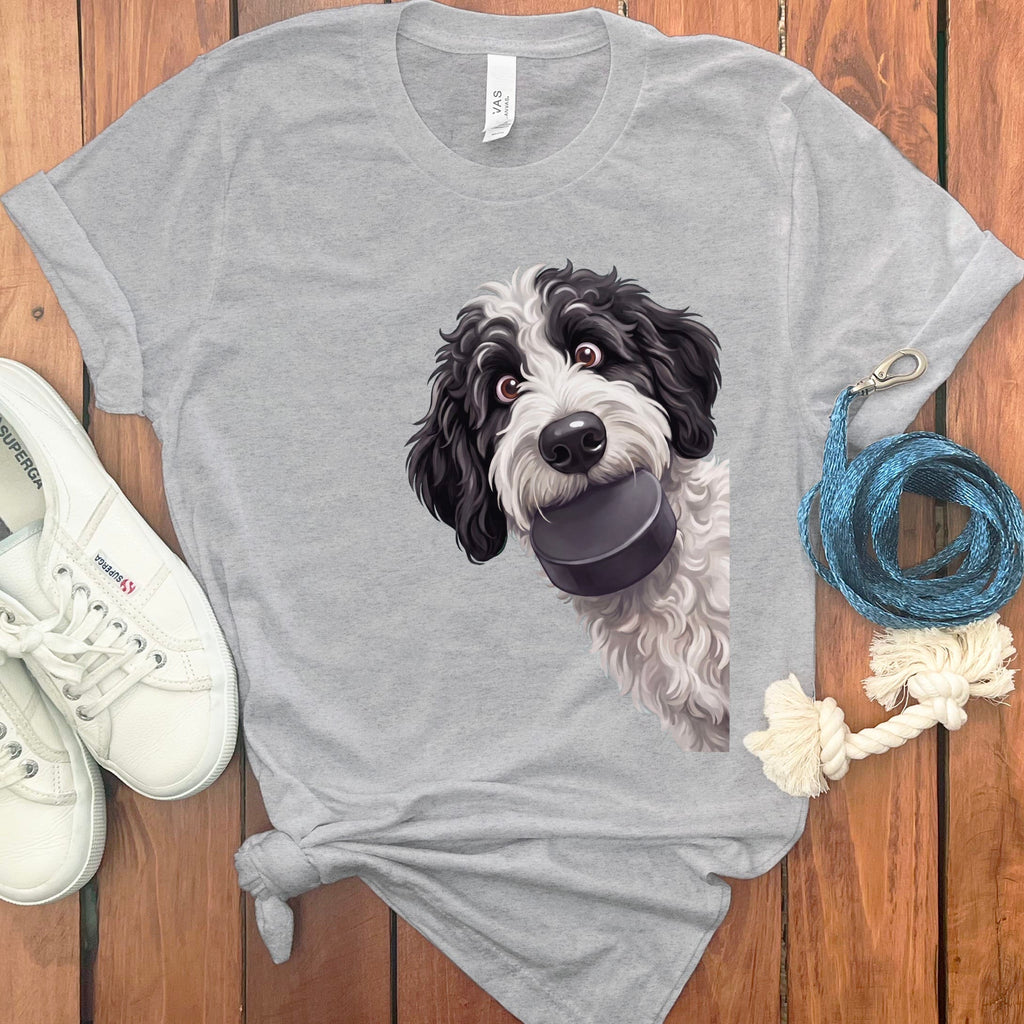 Sheepadoodle Hockey Puck T-Shirt in Athletic Heather / S by Puppy Jo