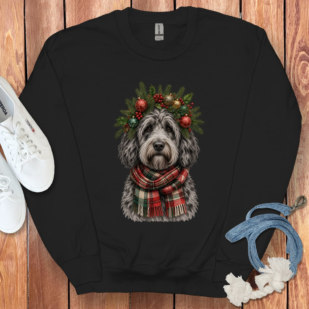 Merle Goldendoodle Holiday Crown Sweatshirt in Black / S by Puppy Jo