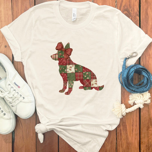 Festive Patchwork Dog Graphic Tee Casual Shirt product