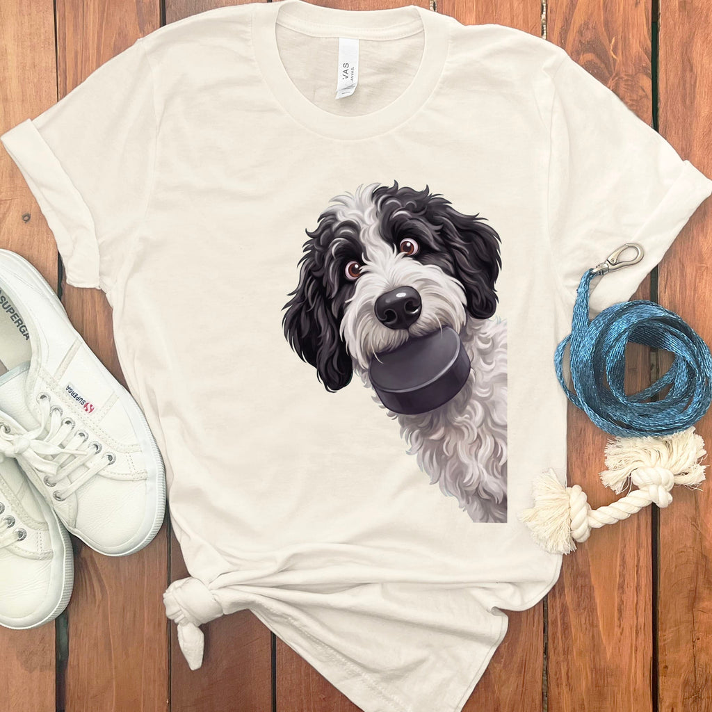 Sheepadoodle Hockey Puck T-Shirt in Natural / S by Puppy Jo