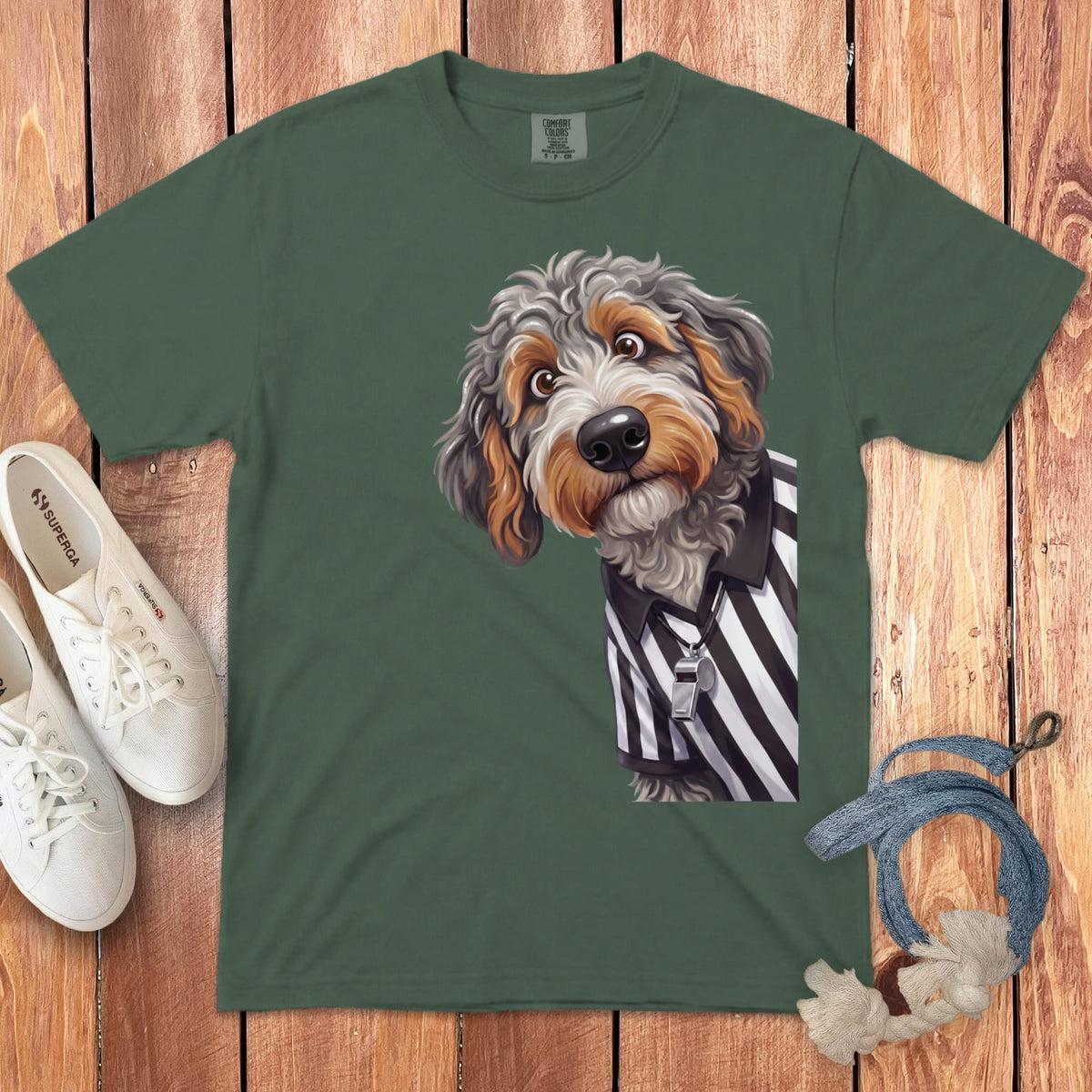 Aussiedoodle Football Referee Signature T-Shirt in Blue Spruce / S by Puppy Jo