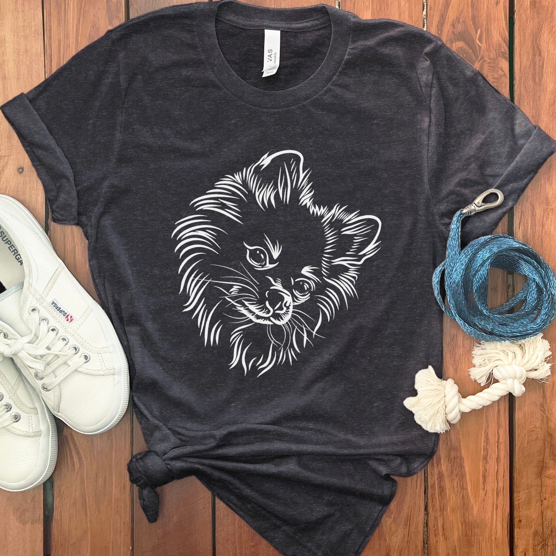 Black T-Shirt with Adorable Dog Face Drawing product type