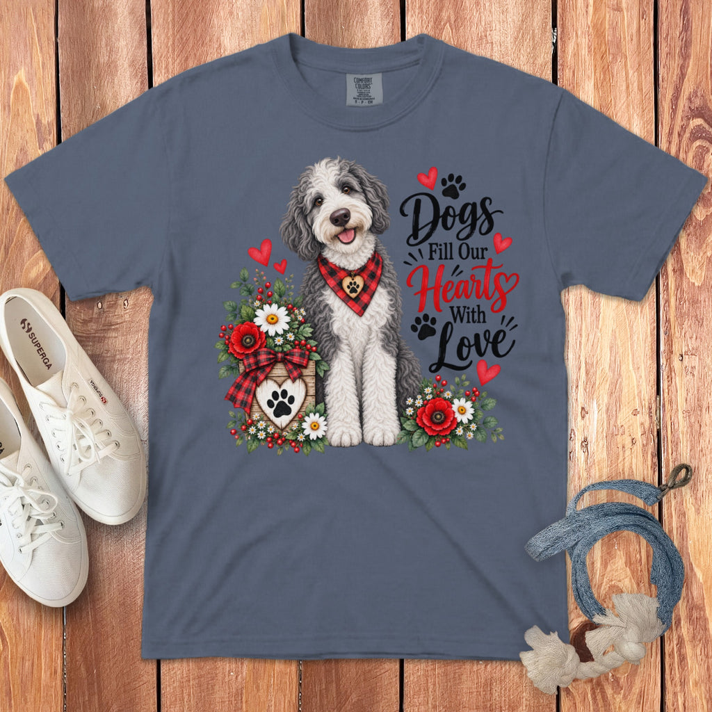 Sheepadoodle Hearts Love Signature T-Shirt
