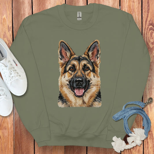 German Shepherd Embroidered Design on Sweatshirt