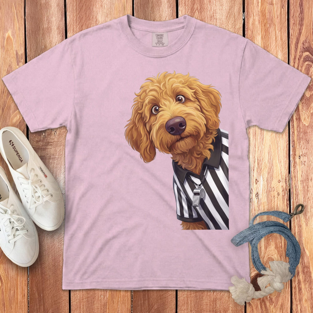 Apricot Goldendoodle Football Referee Signature T-Shirt in Blossom / S by Puppy Jo