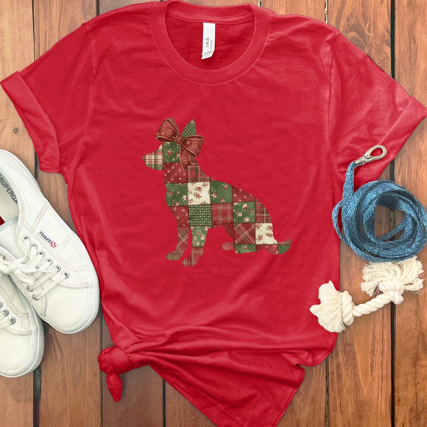Red T-shirt with Patchwork Dog Design product