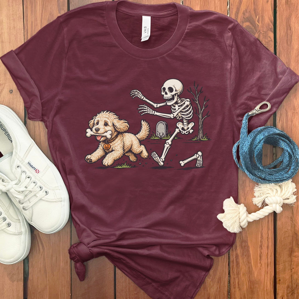 Cream Goldendoodle Bone Thief T-Shirt in Maroon / S by Puppy Jo