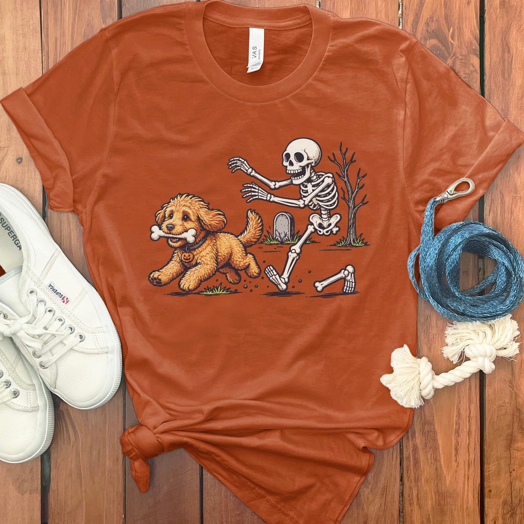 Gold Goldendoodle Bone Thief T-Shirt in Autumn / S by Puppy Jo