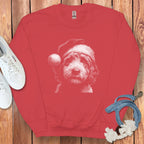 Cute Dog in Santa Hat Holiday Sweatshirt