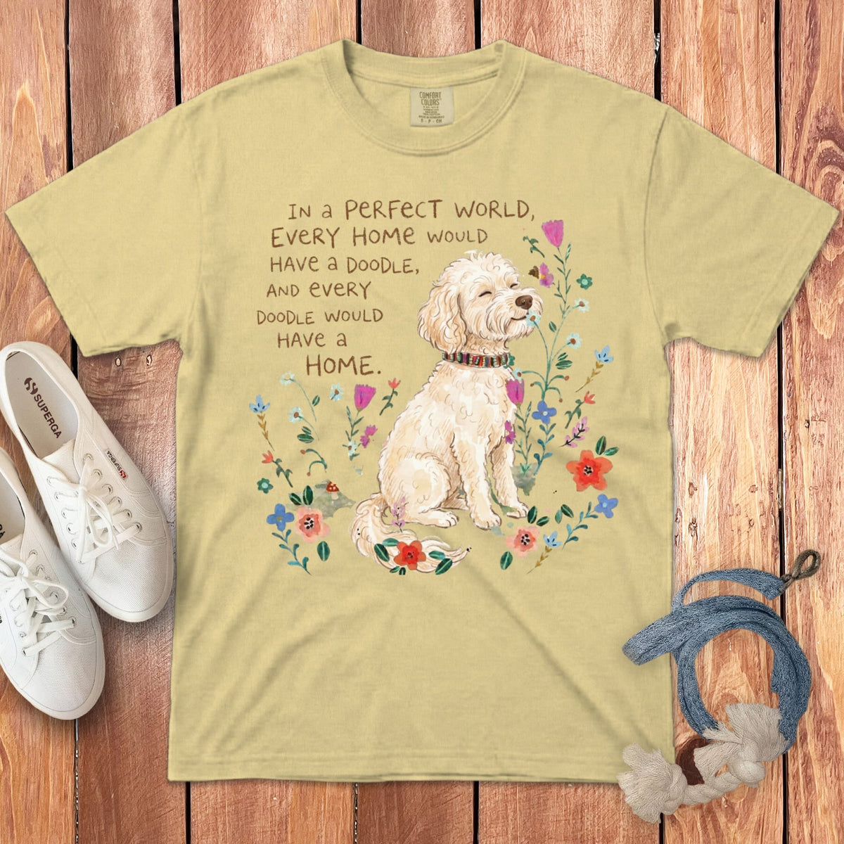 Perfect World Maltipoo Signature T-Shirt in Butter / S by Puppy Jo