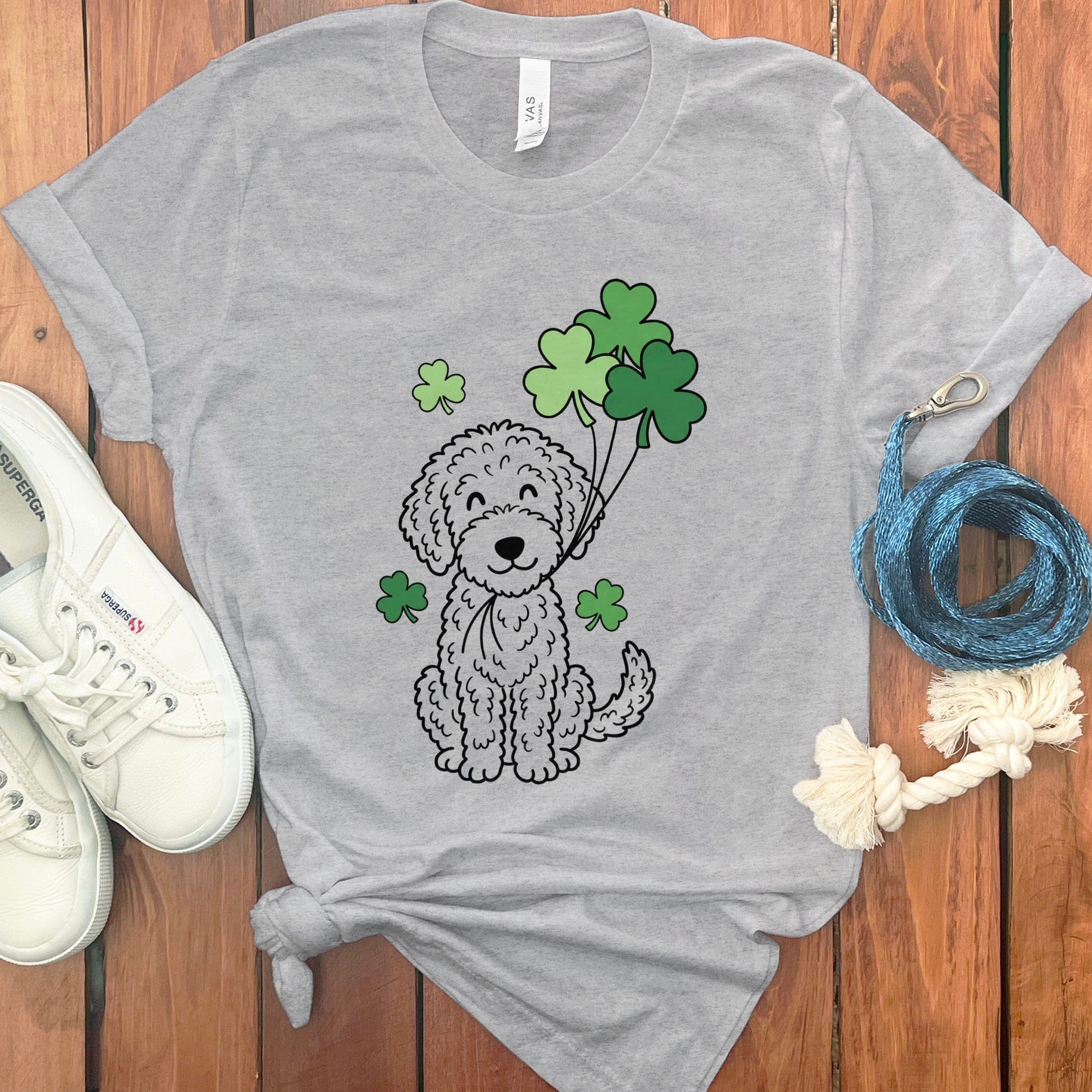 Cute Dog with Shamrock Balloons Graphic T-Shirt
