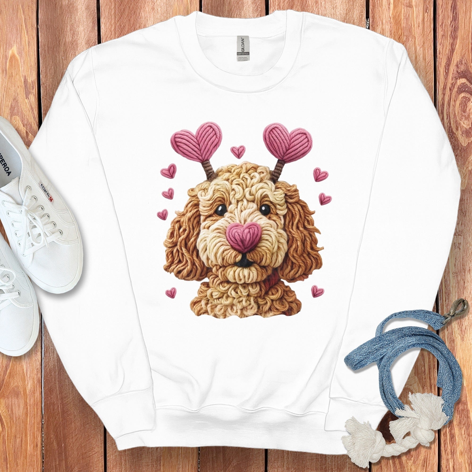 Adorable Dog with Heart Ears Sweatshirt