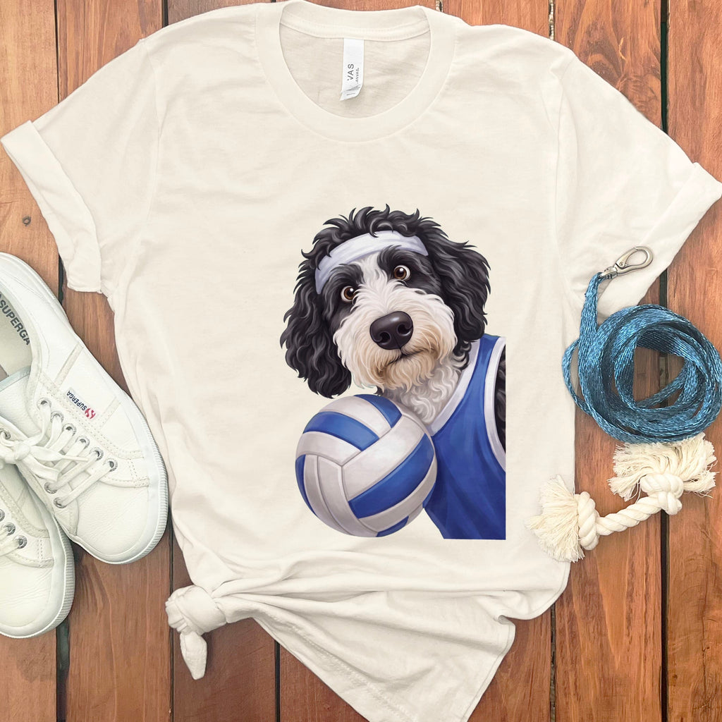 Sheepadoodle Volleyballl Player T-Shirt in Natural / S by Puppy Jo