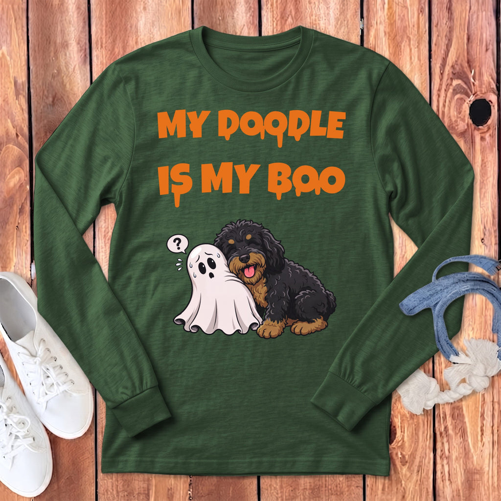 Phantom Goldendoodle My Boo Long Sleeve T-Shirt in Heather Forest / S by Puppy Jo