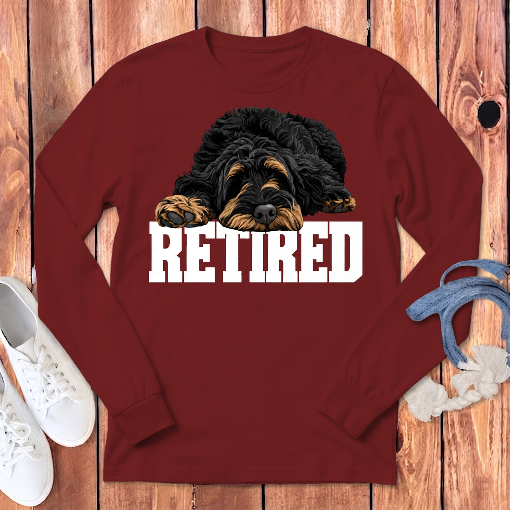 Retired Sleeping Phantom Goldendoodle Long Sleeve T-Shirt in Cardinal / S by Puppy Jo