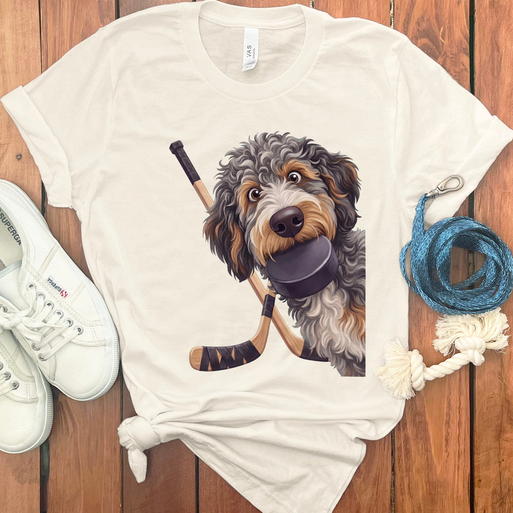Aussiedoodle Hockey T-Shirt in Natural / S by Puppy Jo