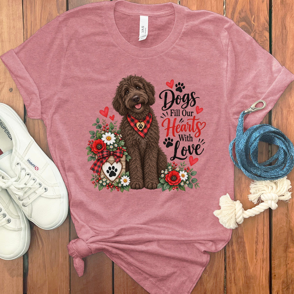 Chocolate Goldendoodle Hearts Love T-Shirt