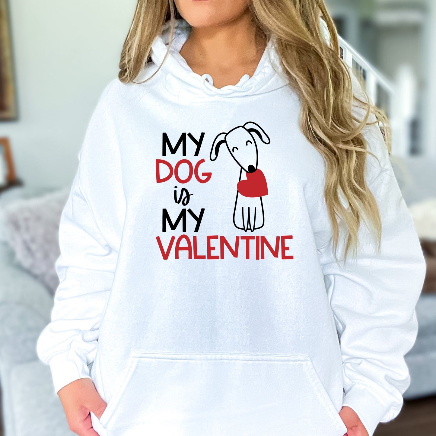 My Dog Is My Valentine Hoodie Sweatshirt - PuppyJo Hoodie S / White
