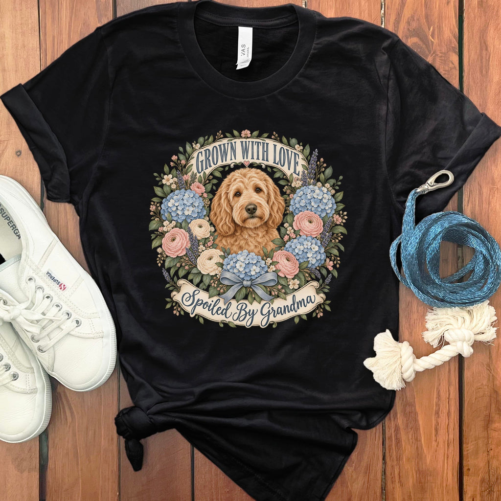 Doodle Grandma Spoiled T-Shirt in Black / S by Puppy Jo