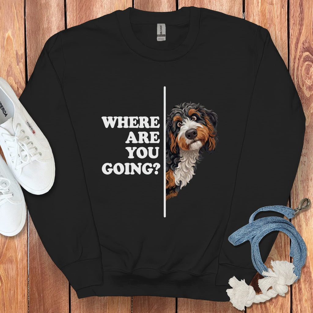 Where Going Bernedoodle Sweatshirt in Black / S by Puppy Jo