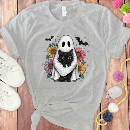 Ghost and Black Cat with Floral Background Shirt product