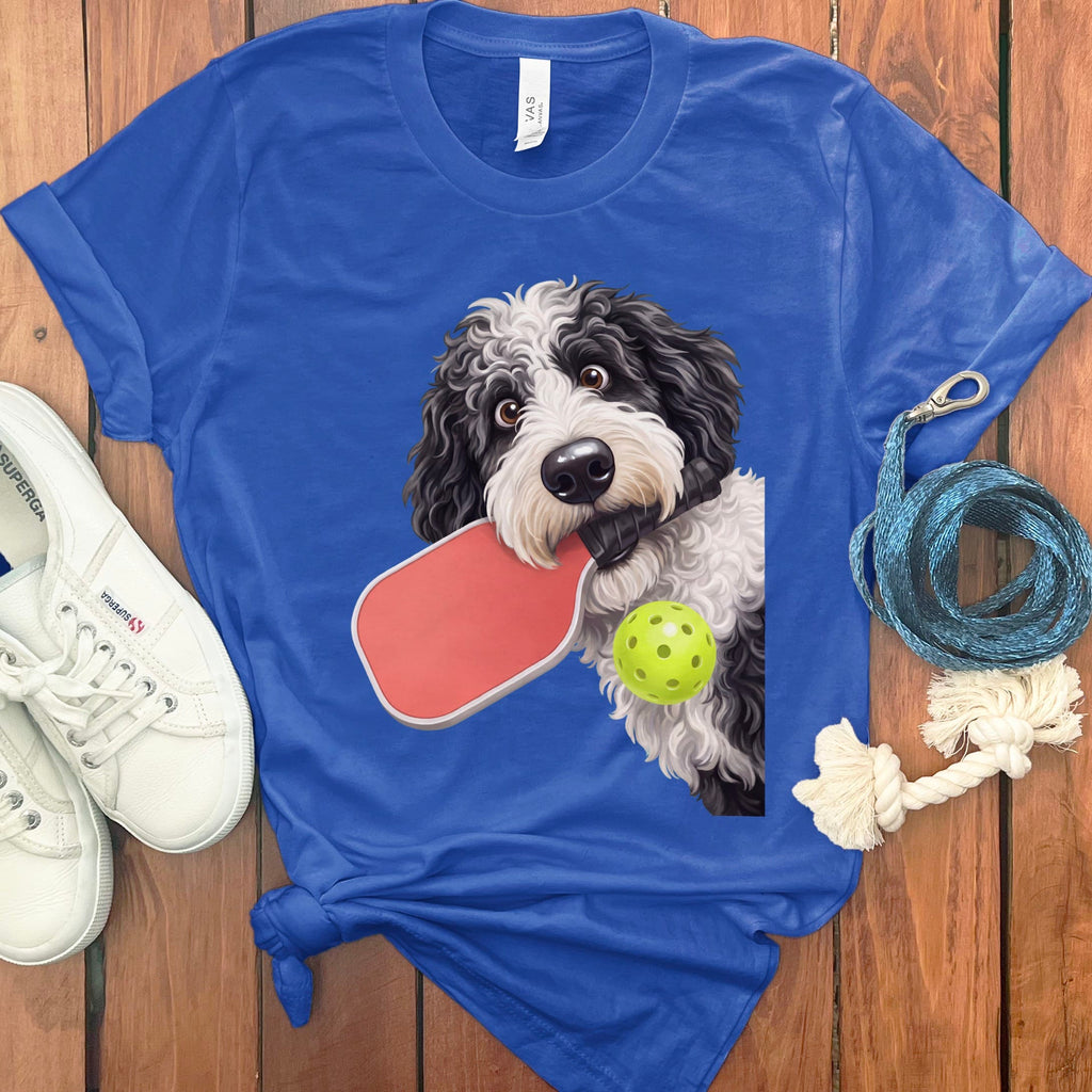 Sheepadoodle Pickleball T-Shirt in True Royal / S by Puppy Jo