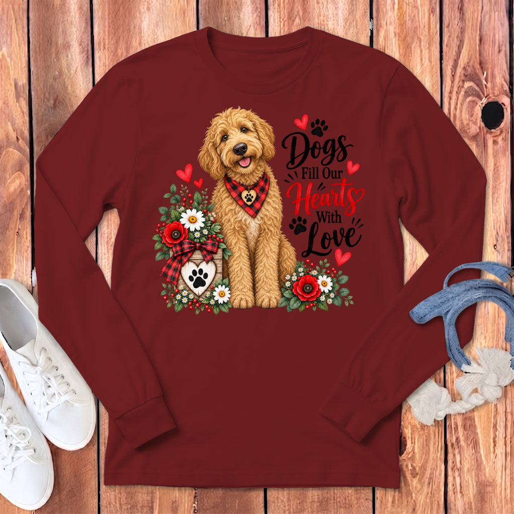 Golden Goldendoodle Hearts Love Long Sleeve T-Shirt