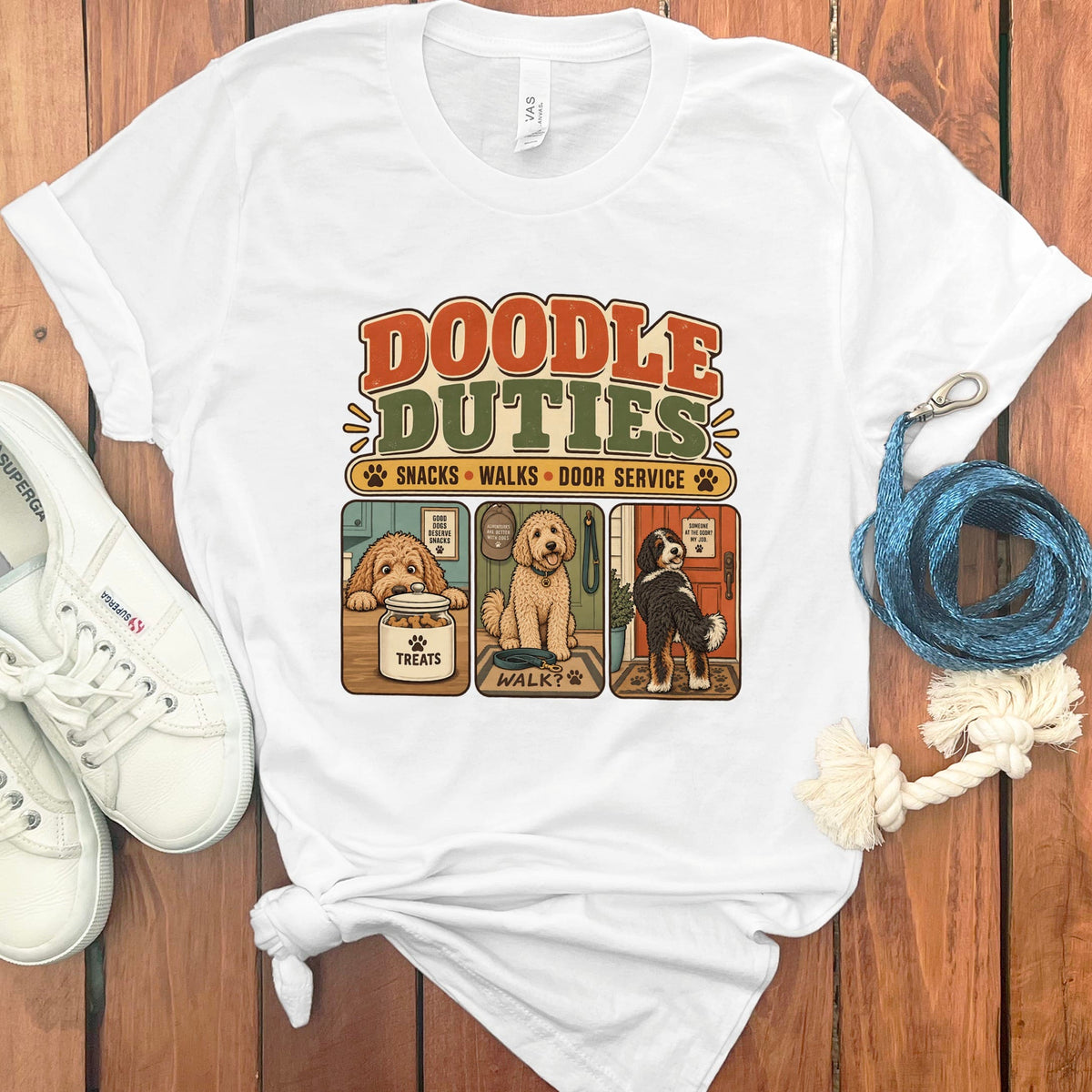 Doodle Duties T-Shirt in White / S by Puppy Jo