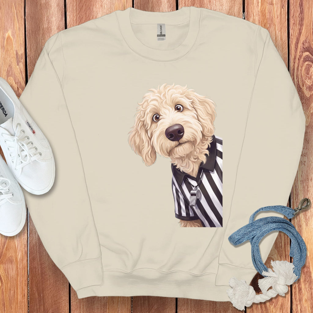Cream Goldendoodle Football Referee Sweatshirt in Sand / S by Puppy Jo