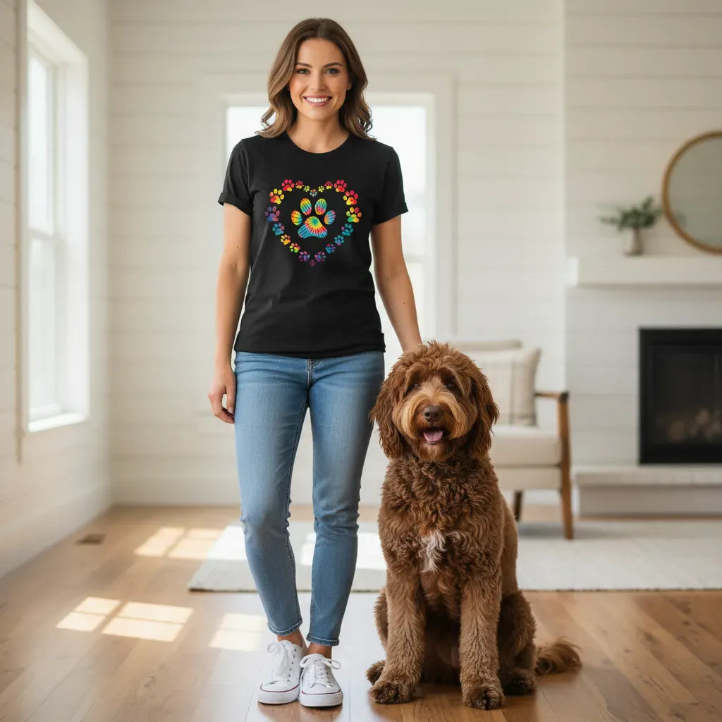 Tie Dye Heart Paw T-Shirt
