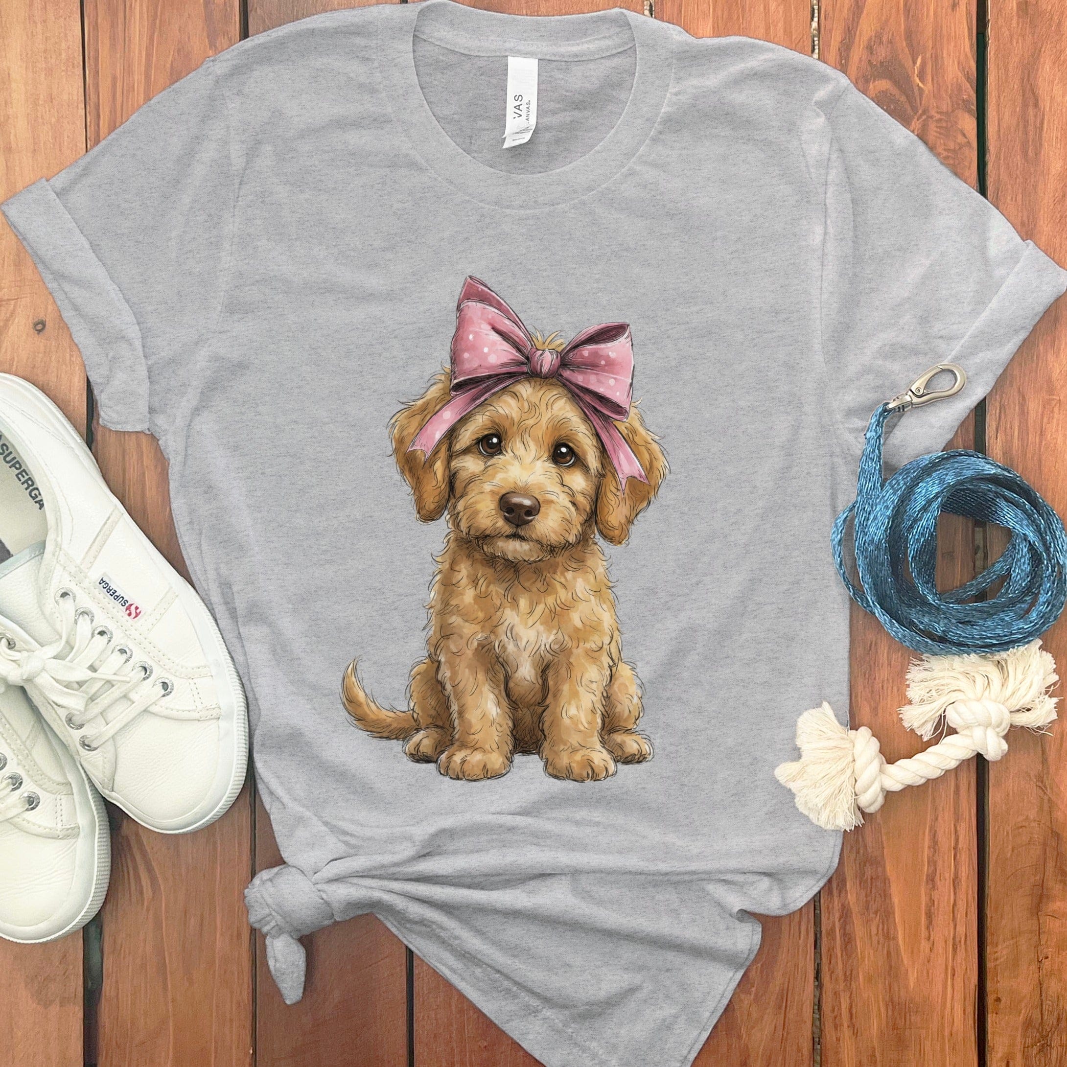 Cute Puppy With Pink Bow Graphic Tee Shirt