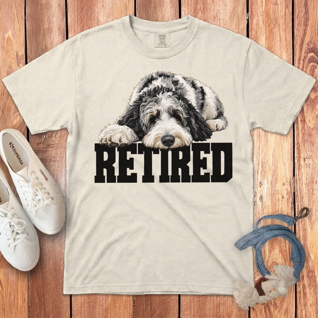 Retired Sleeping Merle Goldendoodle Signature T-Shirt in Ivory / S by Puppy Jo