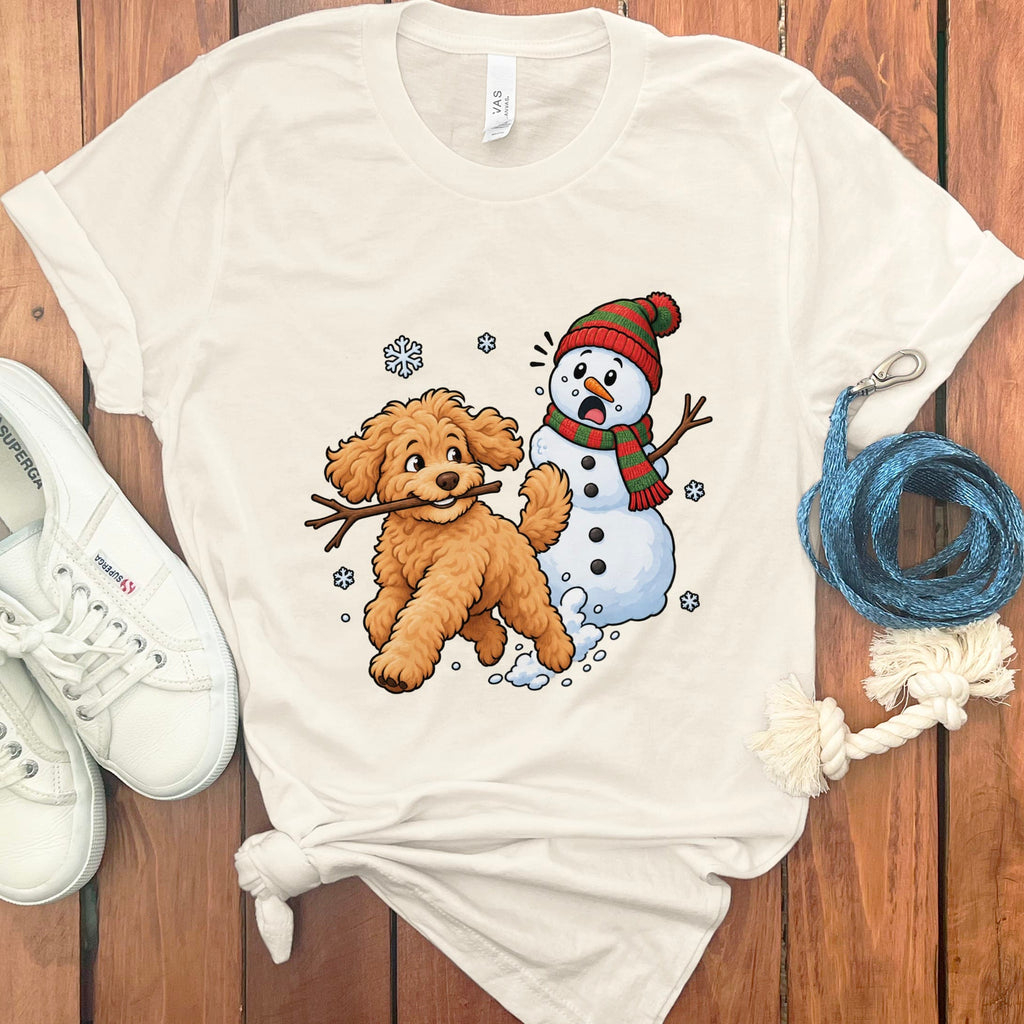 Golden Goldendoodle Snowman T-Shirt in Natural / S by Puppy Jo